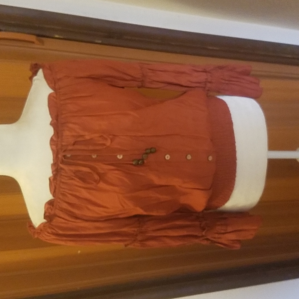 MOCHA RUST OFF THE SHOULDER BLOUSE